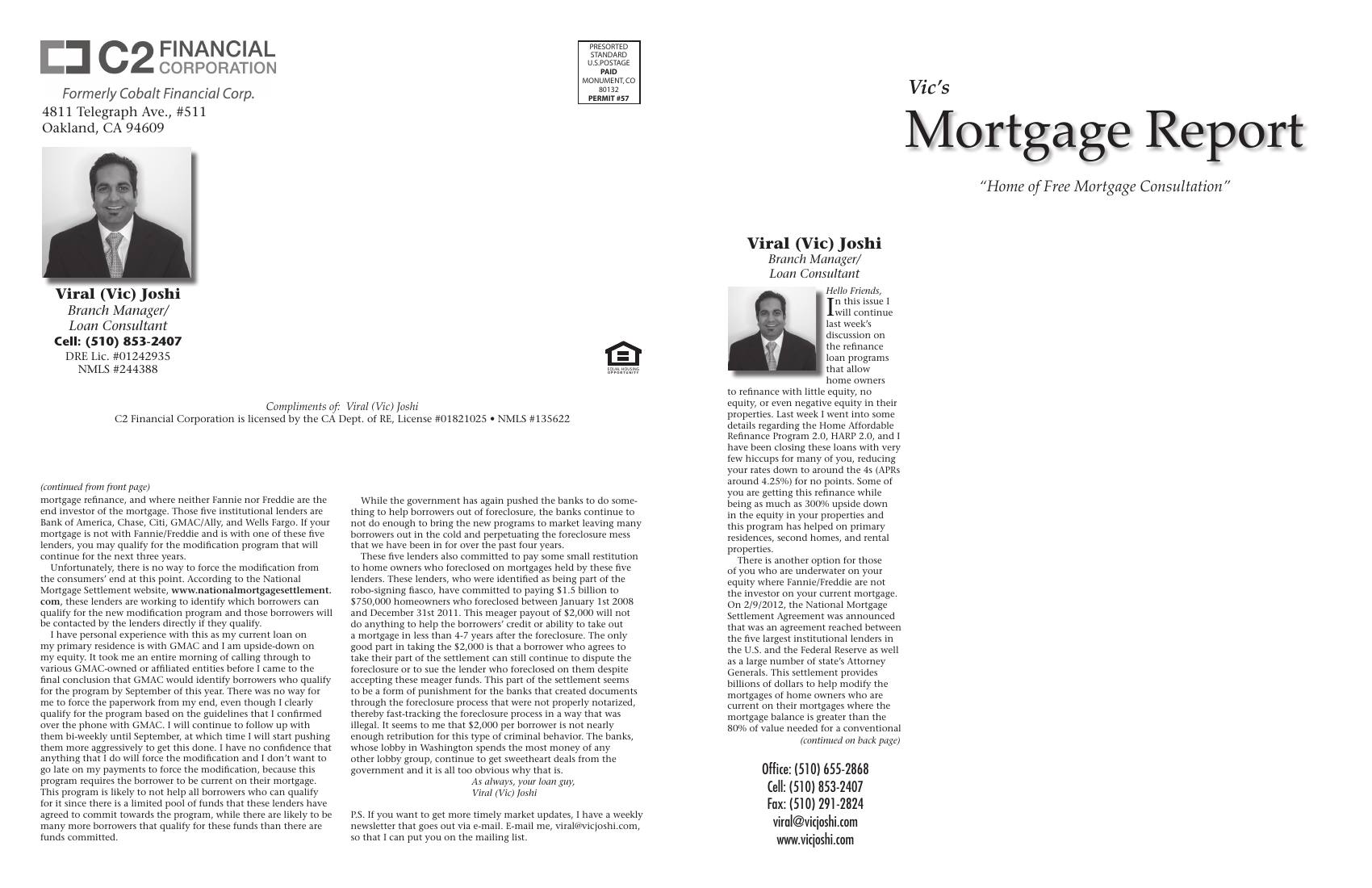 Vic's Mortgage Report, June 2012
