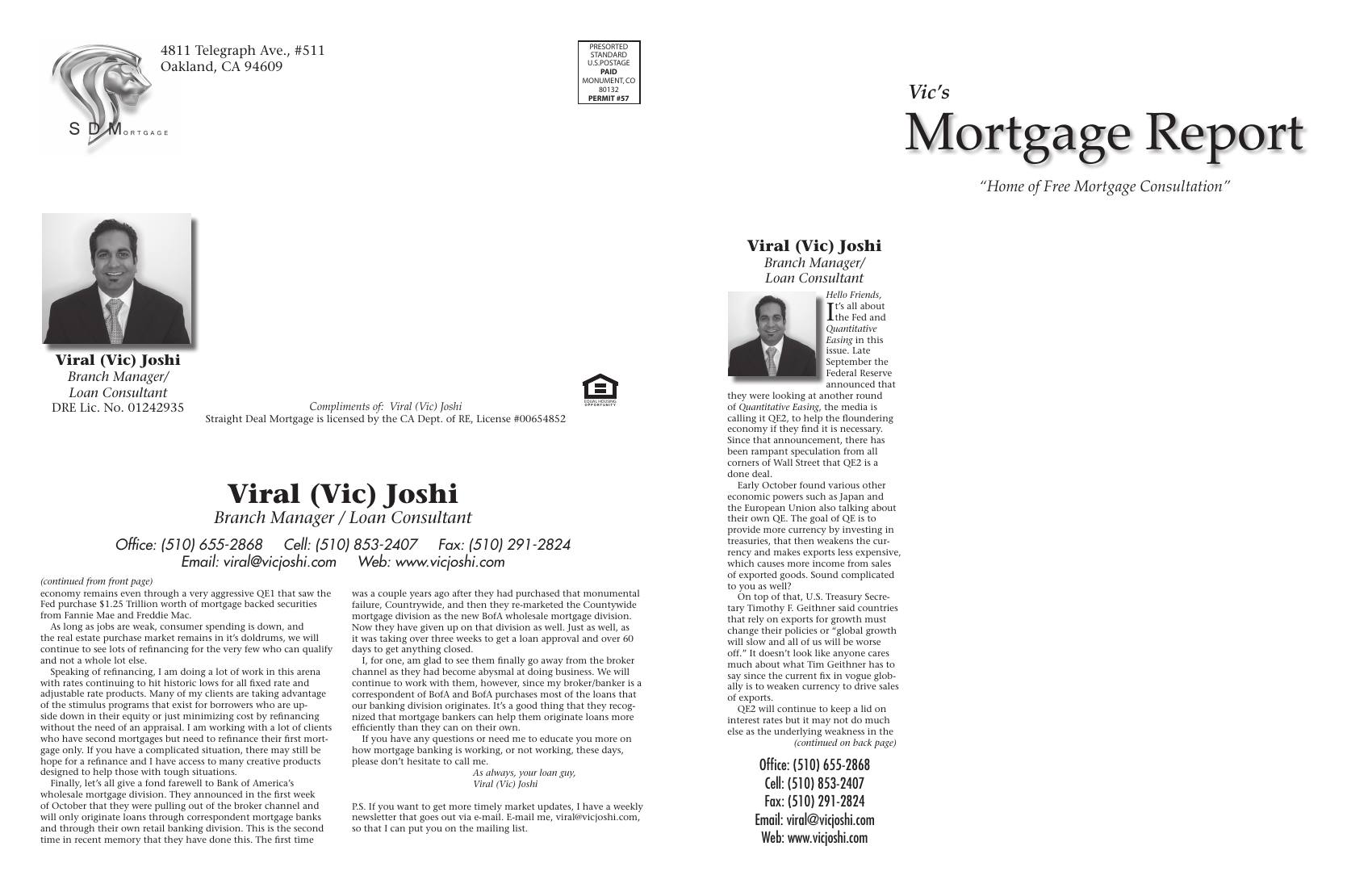Vic's Mortgage Report, November 2010