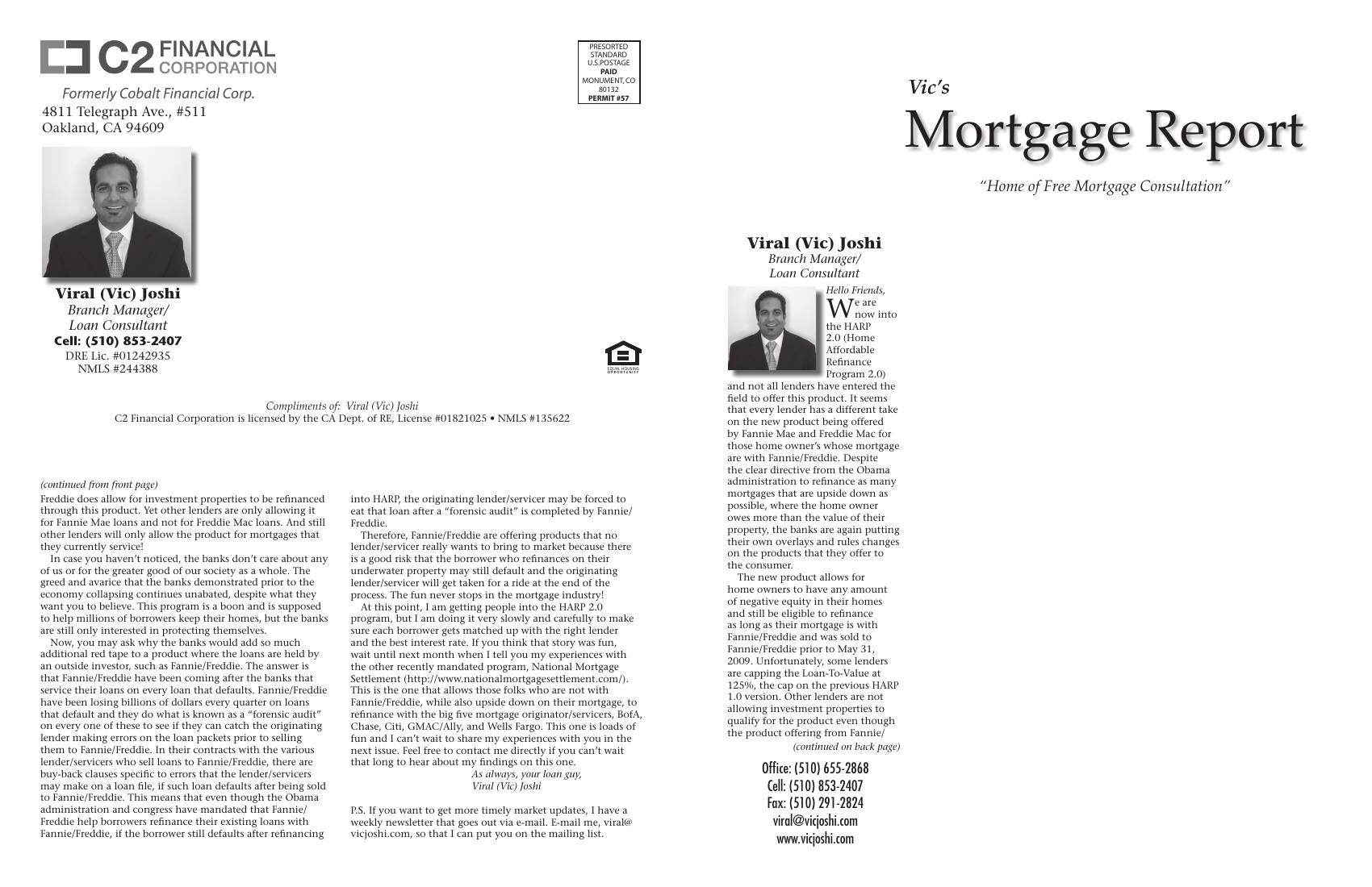 Vic's Mortgage Report, May 2012