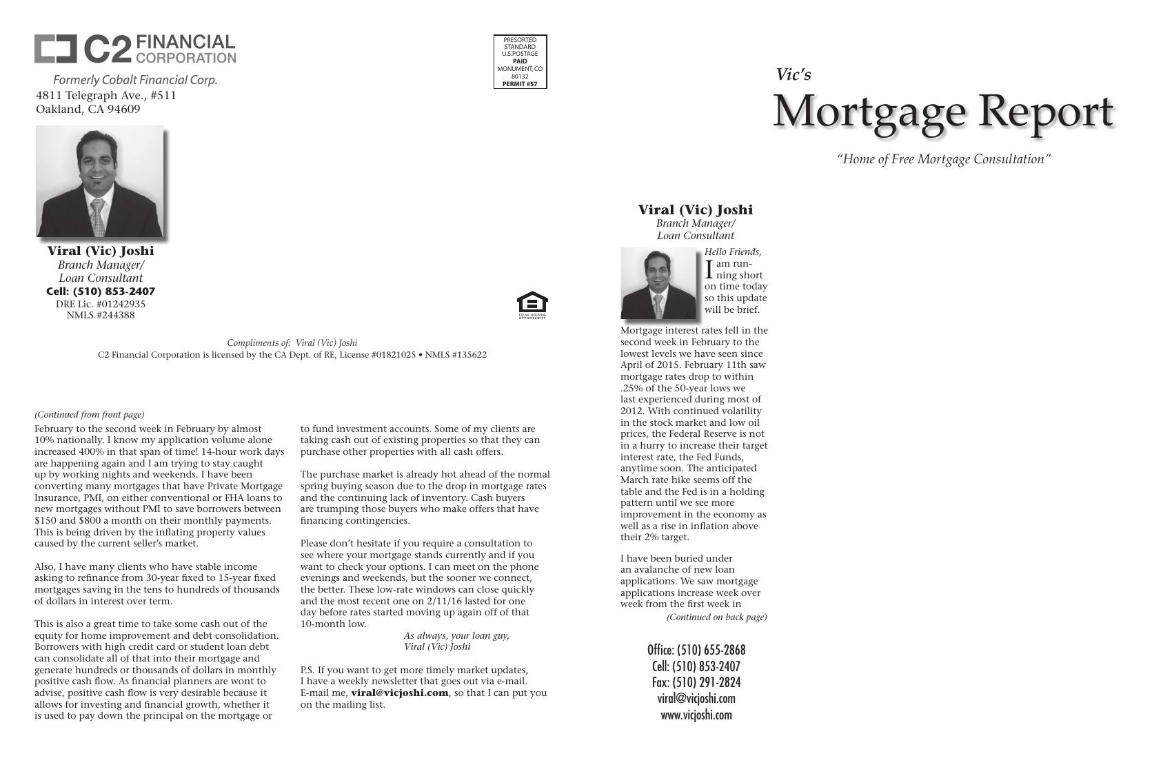 Vic's Mortgage Report, March 2016