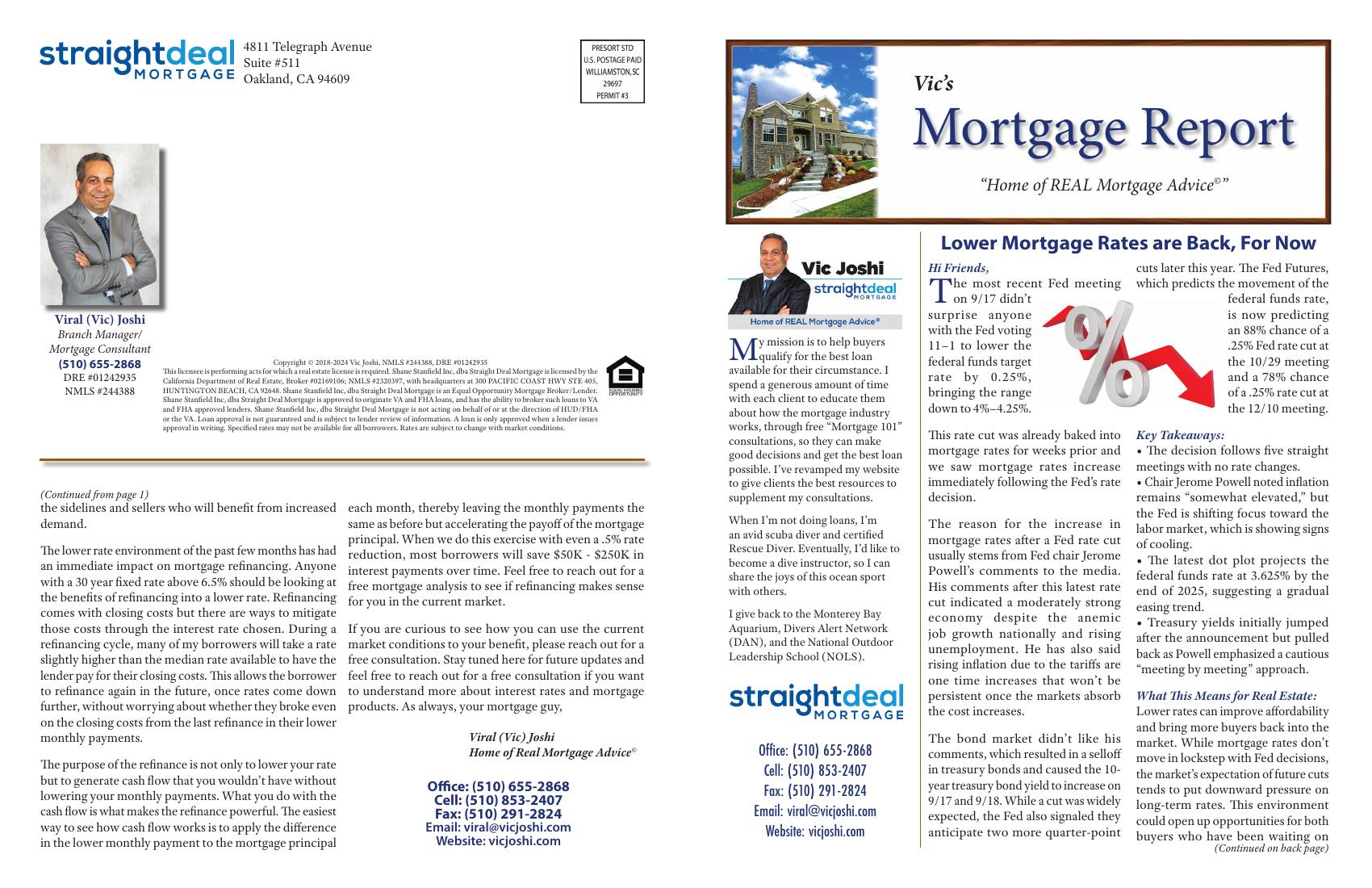 Vic's Mortgage Report, October 2025