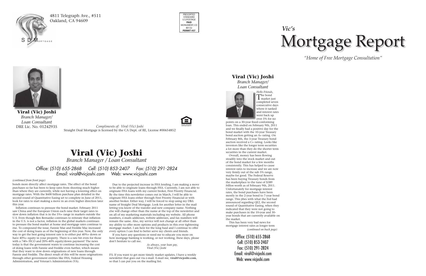 Vic's Mortgage Report, March 2011