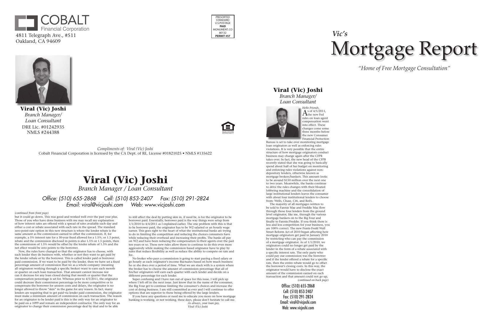 Vic's Mortgage Report, May 2011