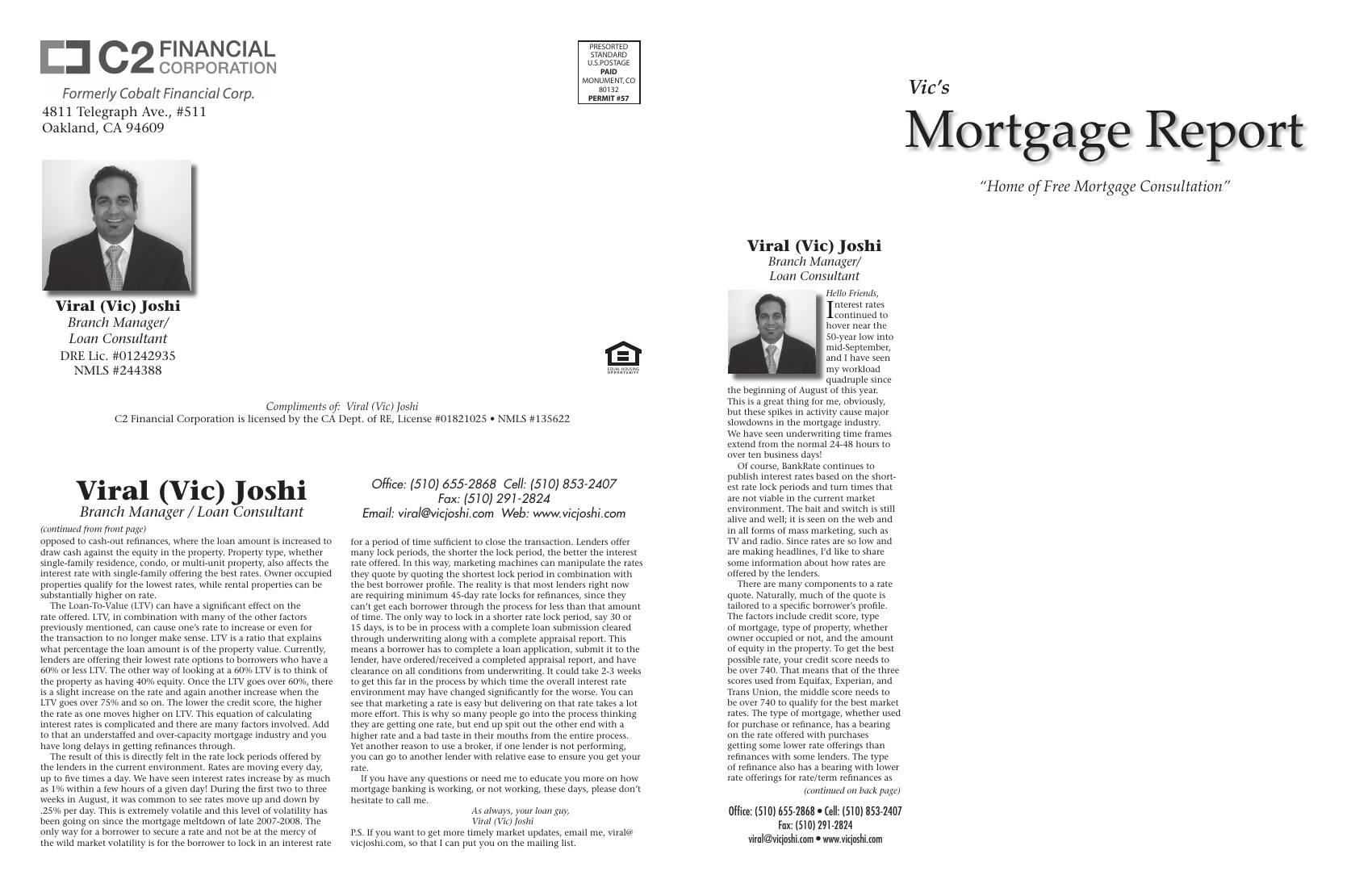 Vic's Mortgage Report, October 2011