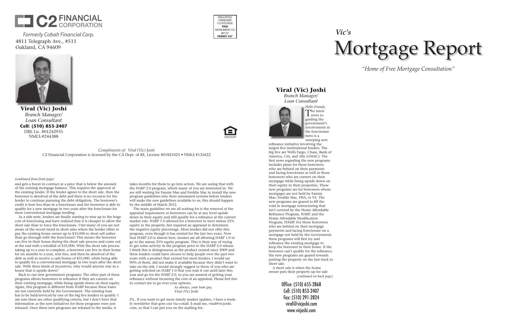 Vic's Mortgage Report, March 2012