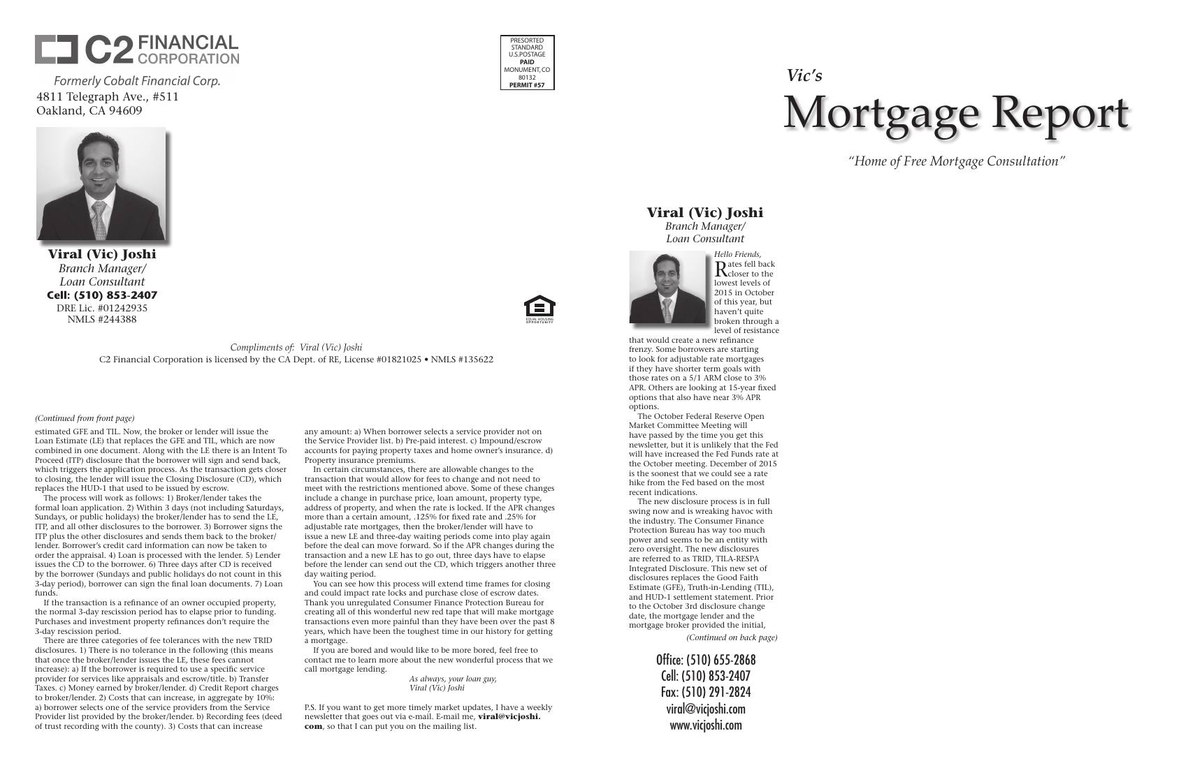 Vic's Mortgage Report, November 2015