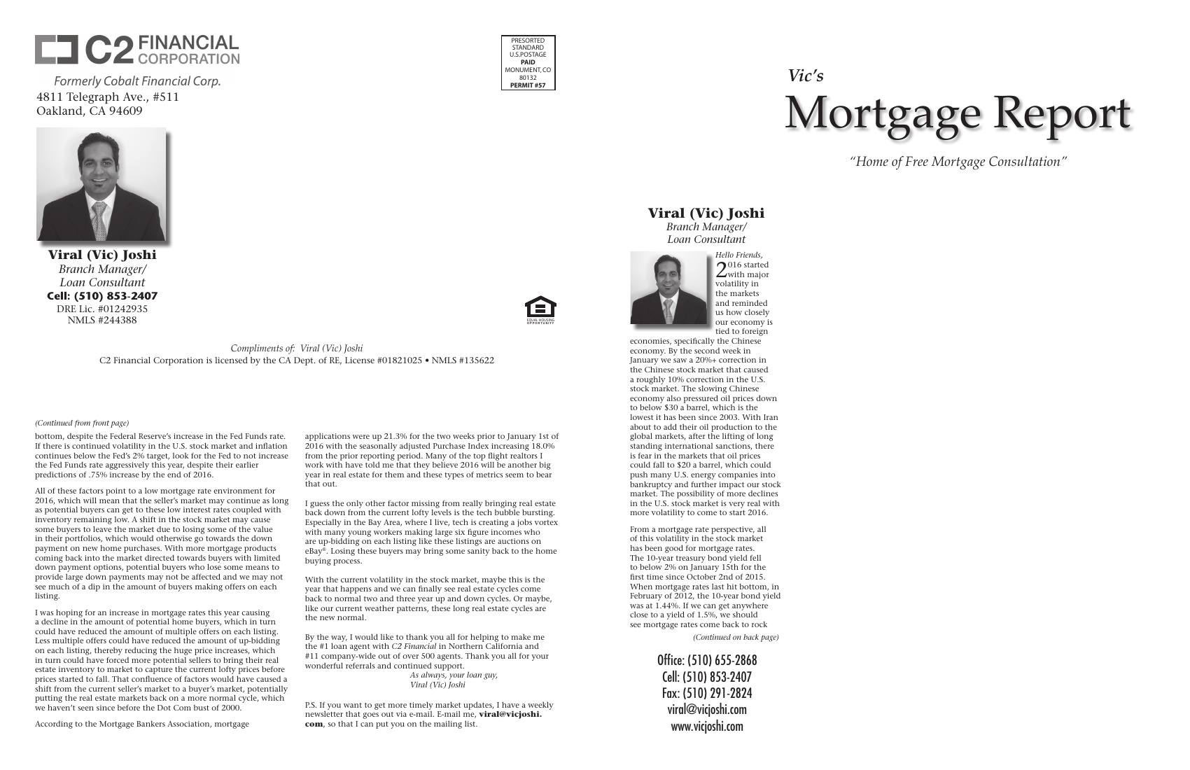 Vic's Mortgage Report, February 2016