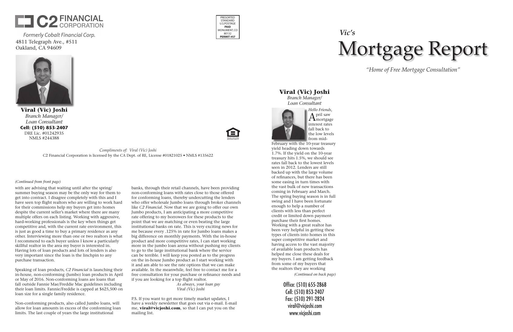 Vic's Mortgage Report, May 2016