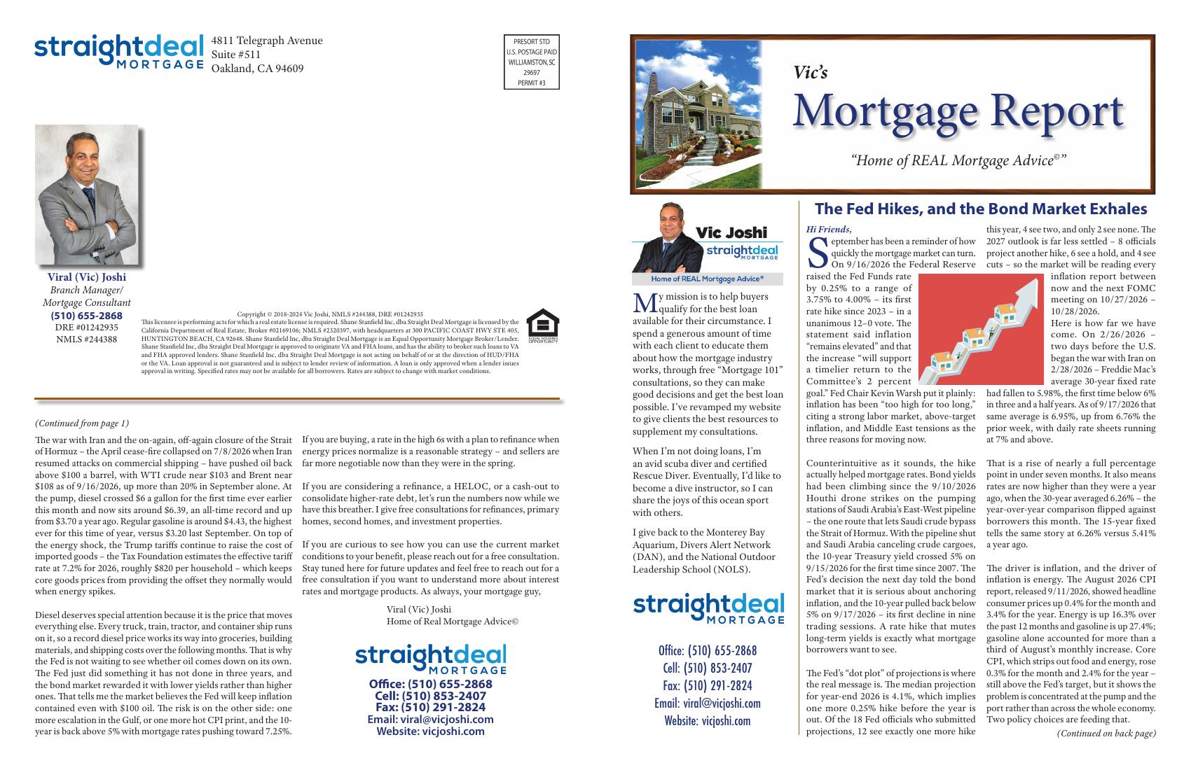 Vic's Mortgage Report, October 2026