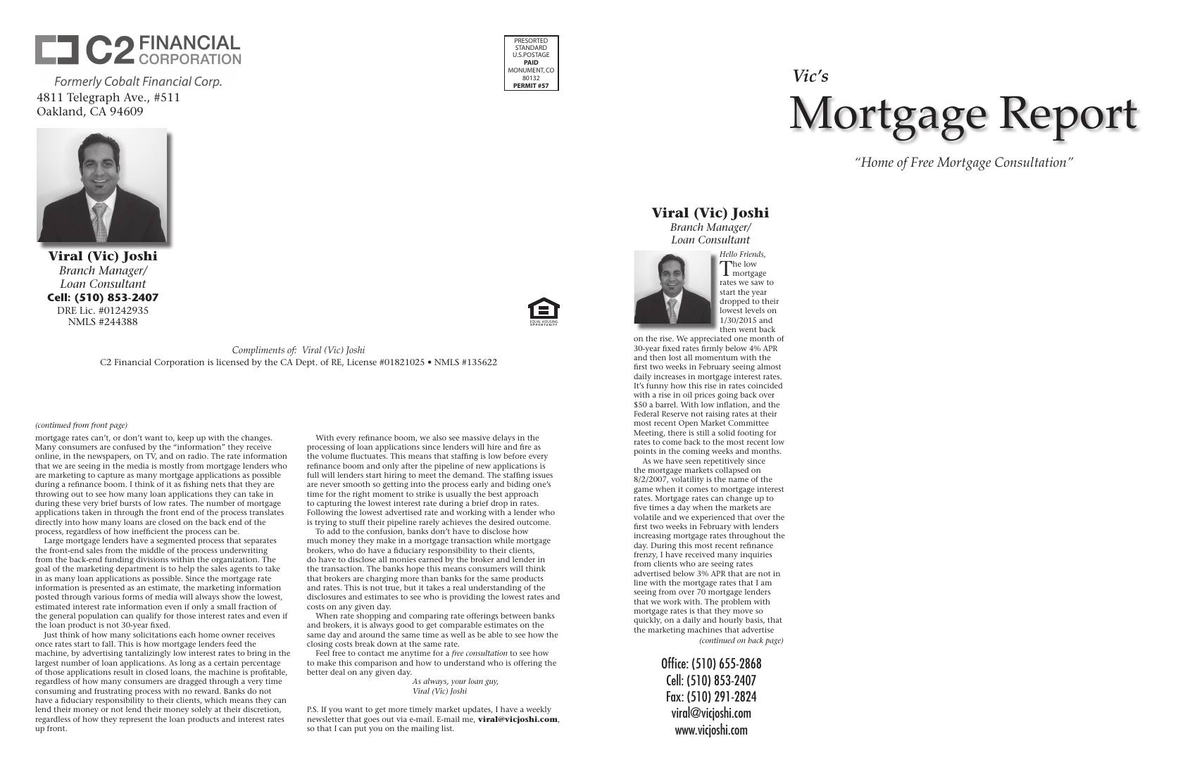 Vic's Mortgage Report, March 2015