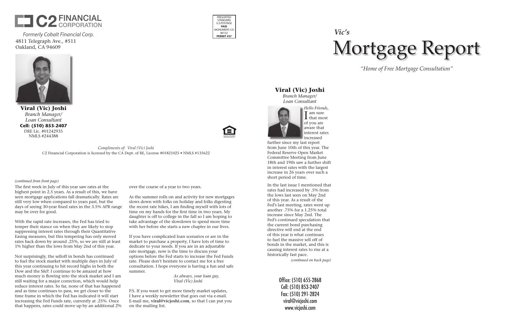 Vic's Mortgage Report, August 2013