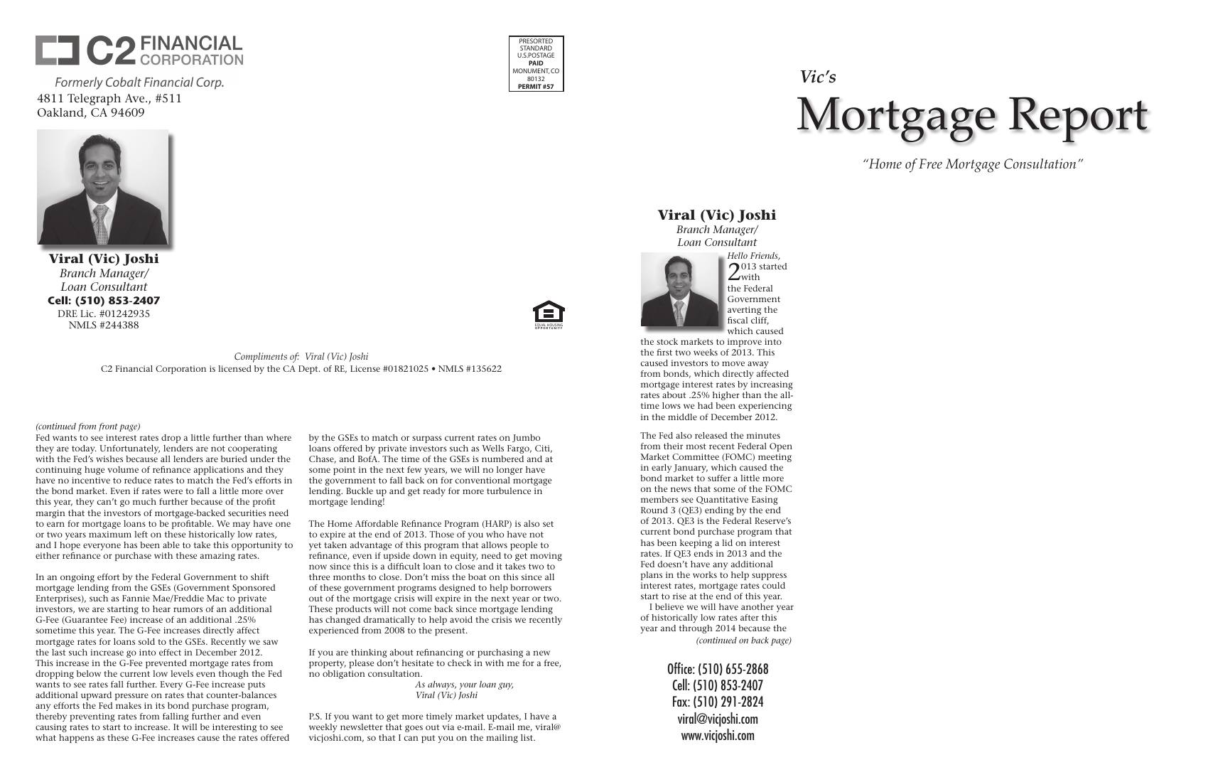 Vic's Mortgage Report, February 2013