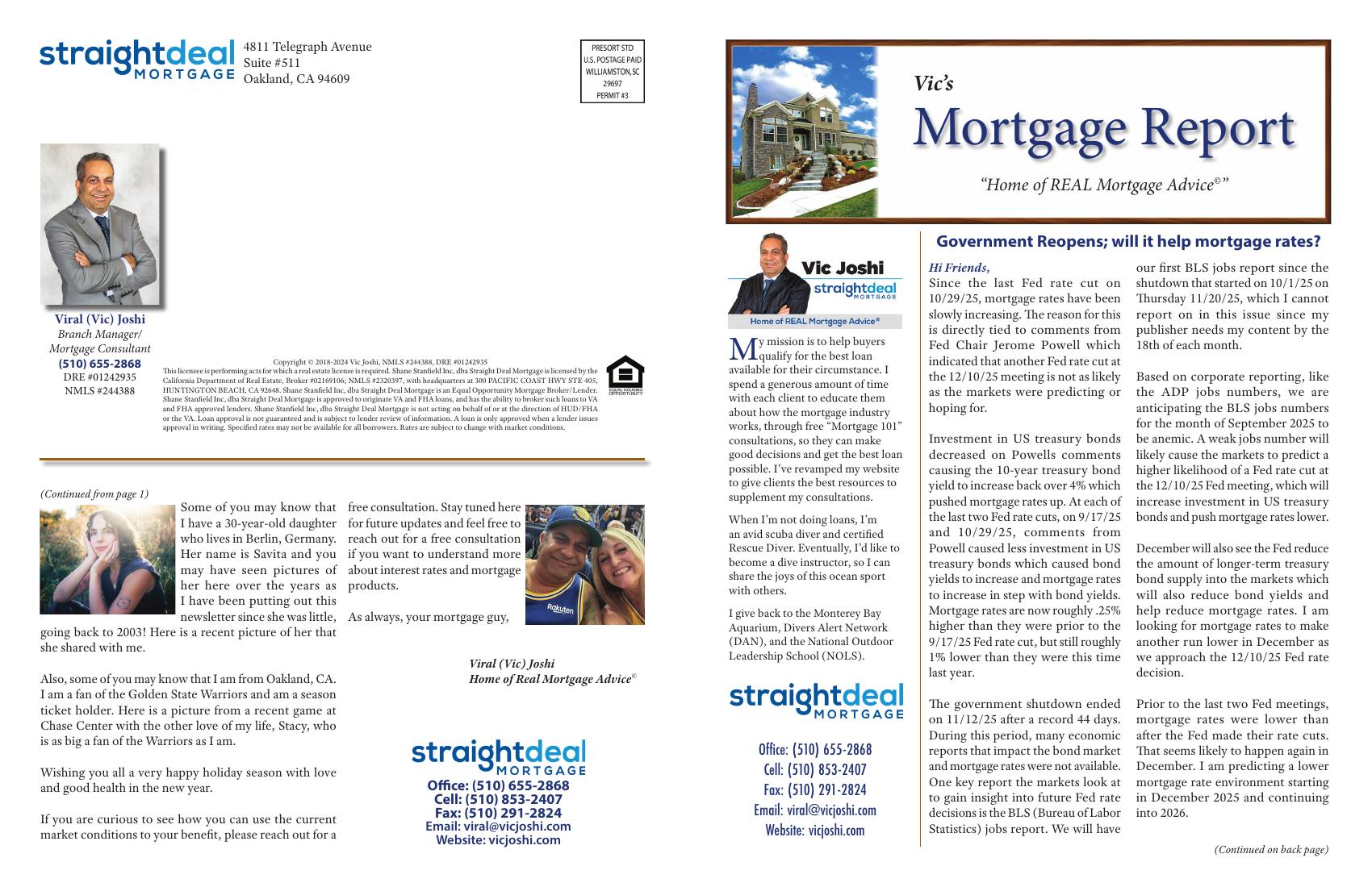 Vic's Mortgage Report, December 2025
