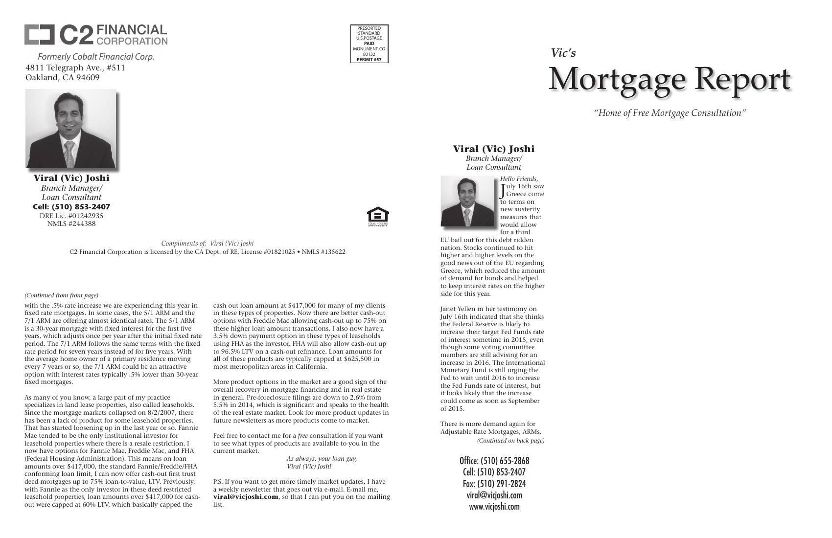 Vic's Mortgage Report, August 2015