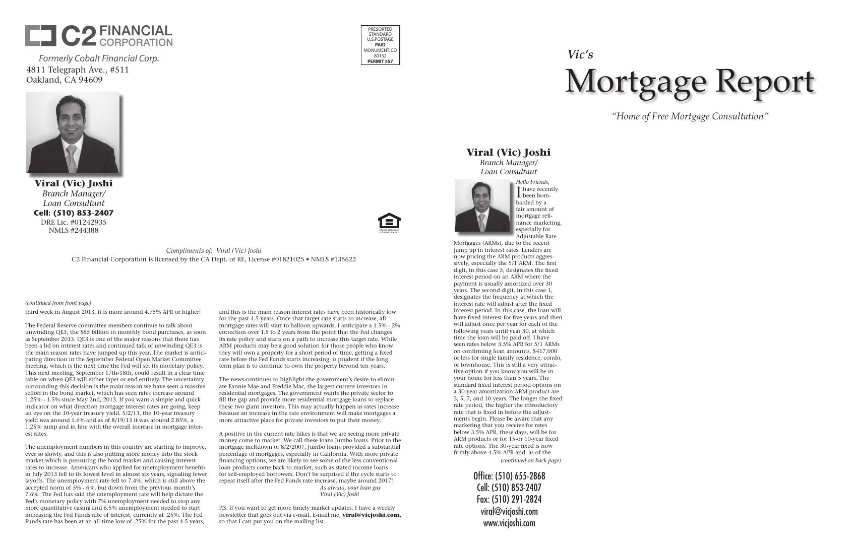 Vic's Mortgage Report, September 2013